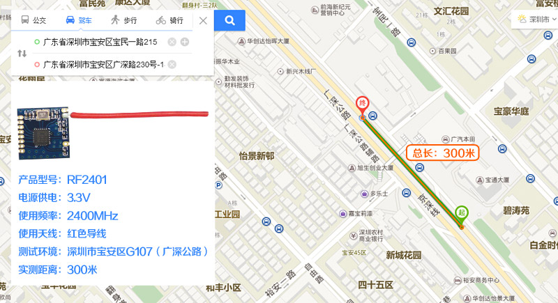 2.4GHz遠距離、低功耗無線收發(fā)模塊 RF2401傳輸距離實測